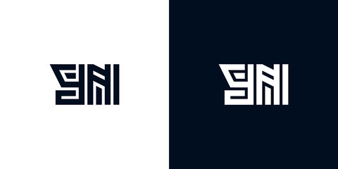 Minimal creative initial letters YN logo - obrazy, fototapety, plakaty