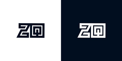 Minimal creative initial letters ZQ logo