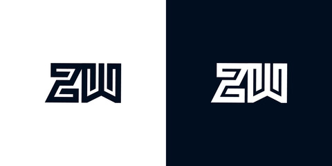 Minimal creative initial letters ZW logo