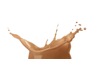 Splash of delicious chocolate milk on white background
