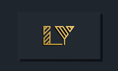 Elegant line art initial letter LY logo.