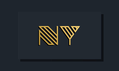 Elegant line art initial letter NY logo. - obrazy, fototapety, plakaty
