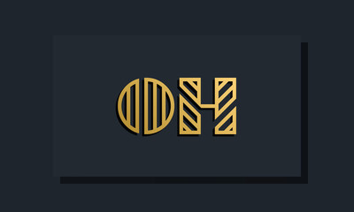 Elegant line art initial letter OH logo.