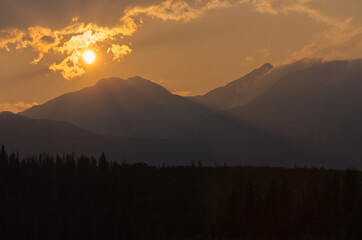 Sunset in the Mountains in Jasper National Park