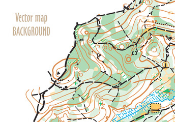 Detailed fragment of color abstract vector topographic map