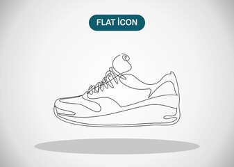 Vector illustration of sneakers. Sports shoes in a line style. Continuous one line