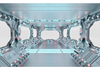 Spaceship Interior Mockup with Window and Control Panel