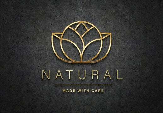 Gold Logo Mockup with 3D Glossy Textured Effect