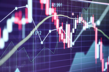 Financial stock market graph. Stock Exchange. Selective focus.