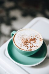 coffee shop, latte, espresso, tile floor, cup, saucer, mug, milk, cortado, hot chocolate, macchiatto 