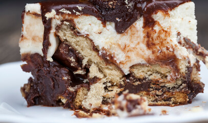 chocolate cream cake with sponge cake