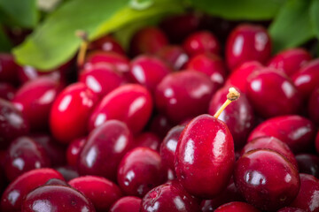 Macro of ripe dogwood berries after harvest