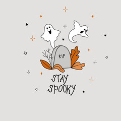 Happy Halloween doodle style illustration. 