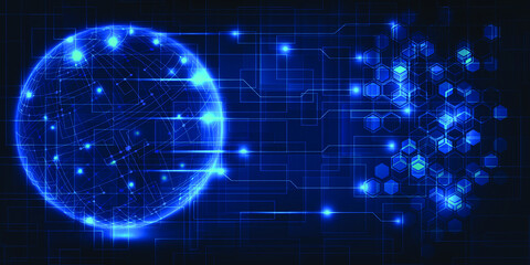 Digital data communication and computing technology.Futuristic tech design concept.Vector illustrations.