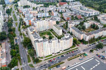 Aerial view of the city of Wroclaw, residential areas, summer time