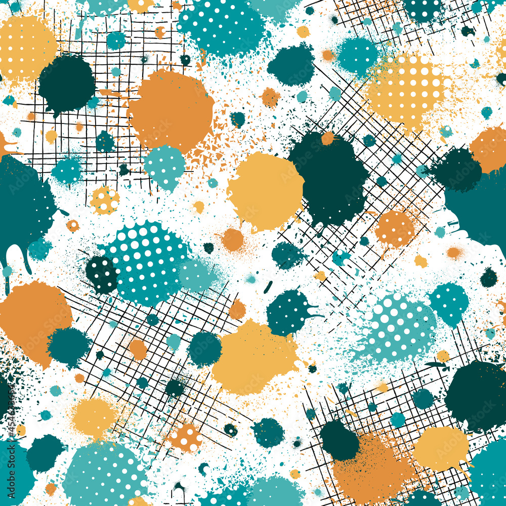 Poster abstract seamless pattern. repeated random shape background. brush stroke texture. repeating geo ink