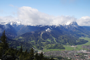 The view of Zugspitze mountain from Wank pick, Germany, Bavaria