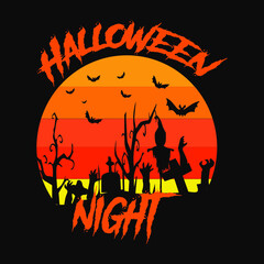 Halloween Night  trendy t-shirt design