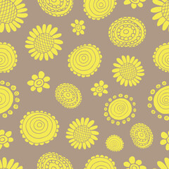 Fototapeta premium Seamless pattern with flowers. Vector illustration. Beautiful flowers. Fashionable fabric, wrapping paper. grunge texture