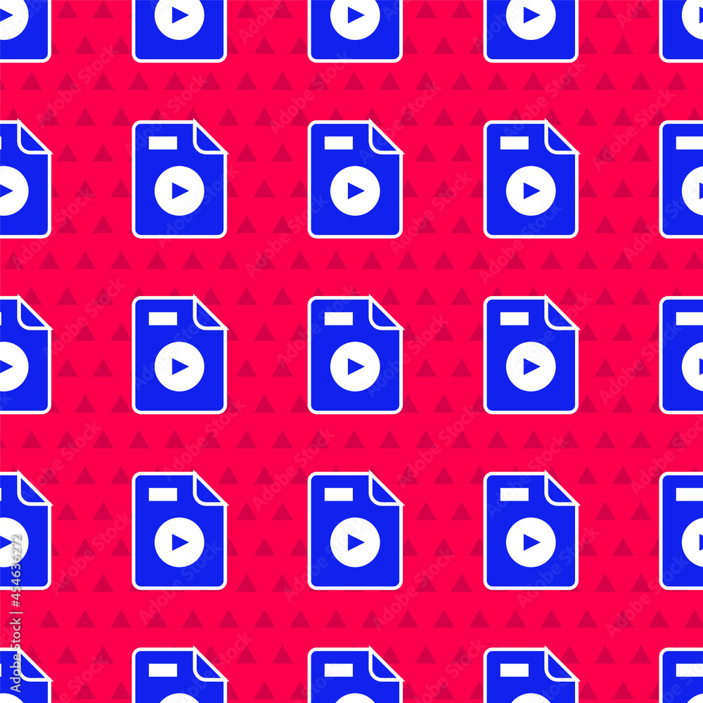 Poster blue avi file document. download avi button icon isolated seamless pattern on red background. avi fi