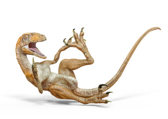 Fototapeta premium deinonychus is falling after fight