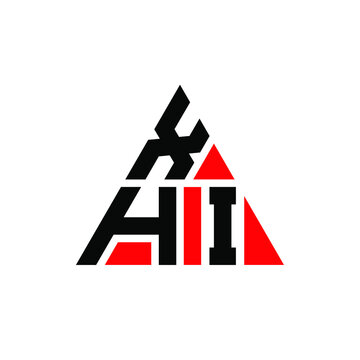 XHI triangle letter logo design with triangle shape. XHI triangle logo design monogram. XHI triangle vector logo template with red color. XHI triangular logo Simple, Elegant, and Luxurious Logo. XHI 