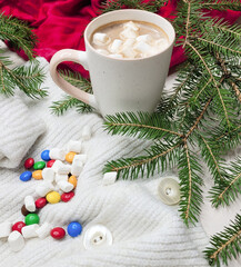 cup of coffee and christmas cookies