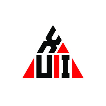 XUI triangle letter logo design with triangle shape. XUI triangle logo design monogram. XUI triangle vector logo template with red color. XUI triangular logo Simple, Elegant, and Luxurious Logo. XUI 