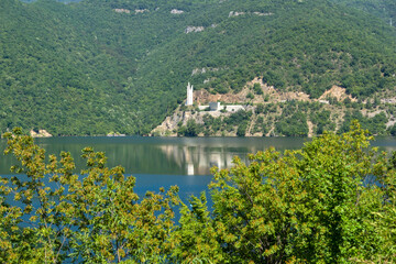 Landscape of Vacha (Antonivanovtsi) Reservoir, Bulgaria