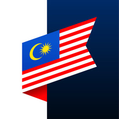 malaysia corner flag icon. national emblem in origami style. Paper cutting Corner Vector illustration.