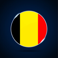 Fototapeta premium belgium national flag Circle button Icon. Simple flag, official colors and proportion correctly. Flat vector illustration.