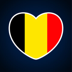 Fototapeta premium belgium flag in a shape of heart. Icon flat heart symbol of love on the background national flag. Vector illustration.