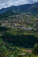 agricultural village  terraced farming slopes, Madeira Island rural settlement, São Vicente Feiteiras, Portugal