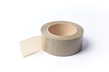 Packing tape, brown duck tape used for storage and cargo. Adhesive material for cardboard or to fix a box