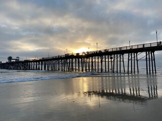 Sunset over pier