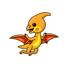 Cute little pterodactyl dinosaur cartoon flying © frescostudio