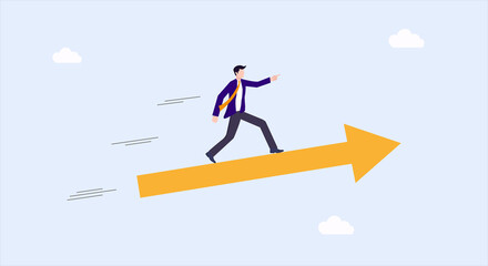 Efficiency at work, businessman motivation, vector illustration	
