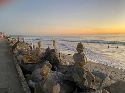 Balanced rocks at beach