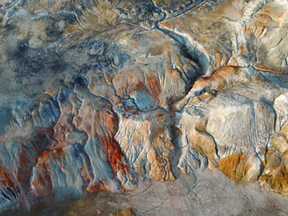 mountains made of refractory clay.uralsky mars quarry. aerial photography