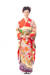 振り袖を着た女性　年賀状素材