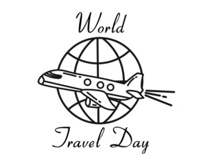 Illustration Vector Graphic of World Travel Day In Doodle Style Suitable for Poster,Banner,etc.