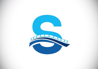 Initial S monogram letter alphabet with bridge sign. Abstract bridge logo design template. Modern vector logo for construction business and company identity.