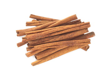 Cinnamon sticks isolated on white background.