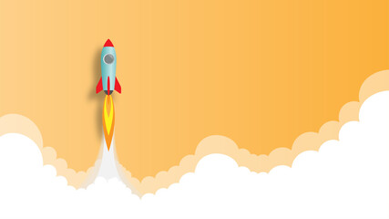 Business start up concept, startup business project, financial planning concept with rocket launch vector illustration, 