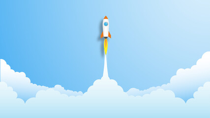 Business start up concept, startup business project, financial planning concept with rocket launch vector illustration, 