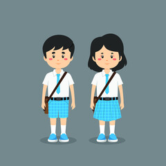 Cute Character Wearing School Uniform