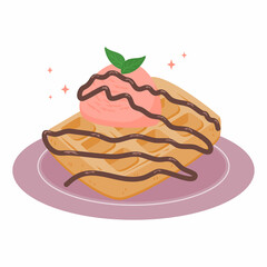 Hand drawn sweet waffles