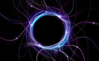 黒背景のサークルパーティクルのアブストラクトのバックグラウンド