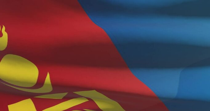 Mongolia national flag footage. Mongolian waving country flag on wind