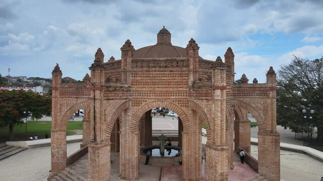 Aerial view of the Moorish Fountain in Chiapa de Corzo, Chiapas, Mexico